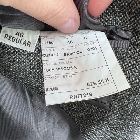 Pronto Uomo Mens 46R‎ Silk & Wool Blazer Suit Jacket - Picture 7 of 9
